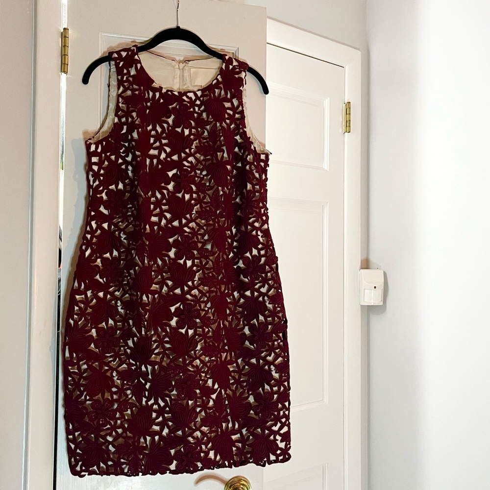 🥀 J. Crew Collection Burgundy Floral Mini Formal Dress - Picture 2 of 8
